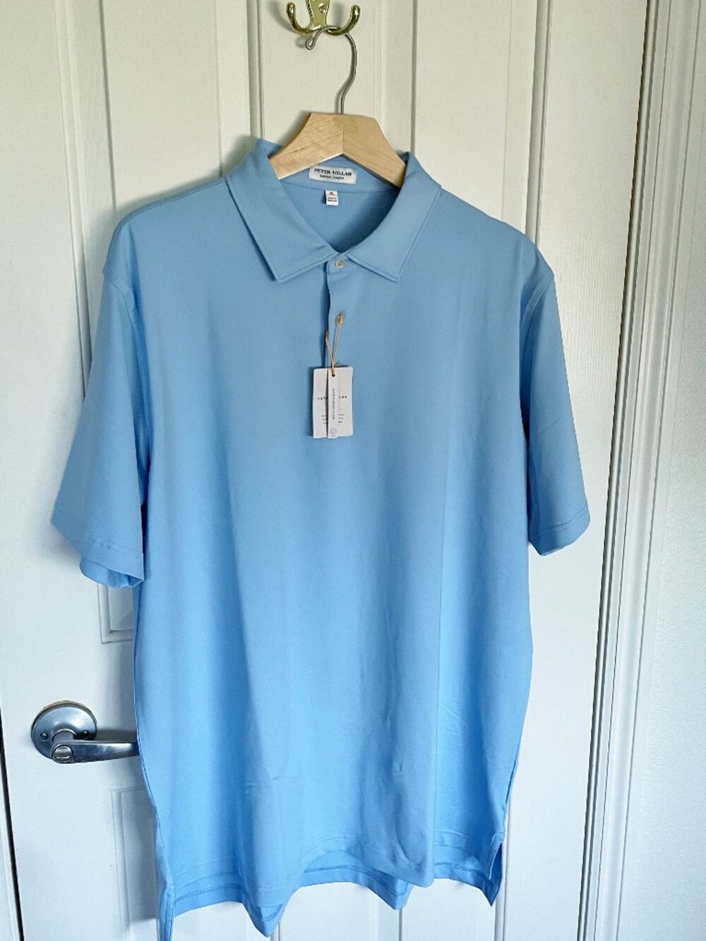 NEW Peter Millar Crown Sport Summer Comfort Jersey Polo NWT XL Blue UPF 50+ Golf